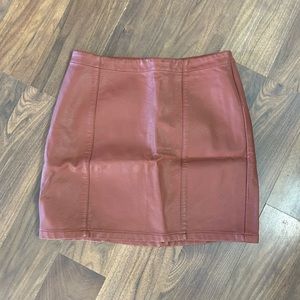 Brown leather skirt